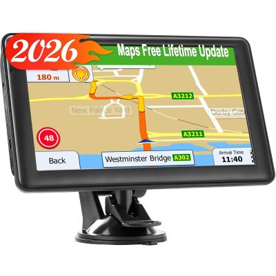 LOVPOI GPS Navigator for Truck Car, 7'' GPS Commercial Drivers 2025 Trucker GPS for Semi Truck (Latest 2026 Maps Free Lifetime Updates) with GPS Navigation Systems, Voice Assist, Speed Limit Warnings