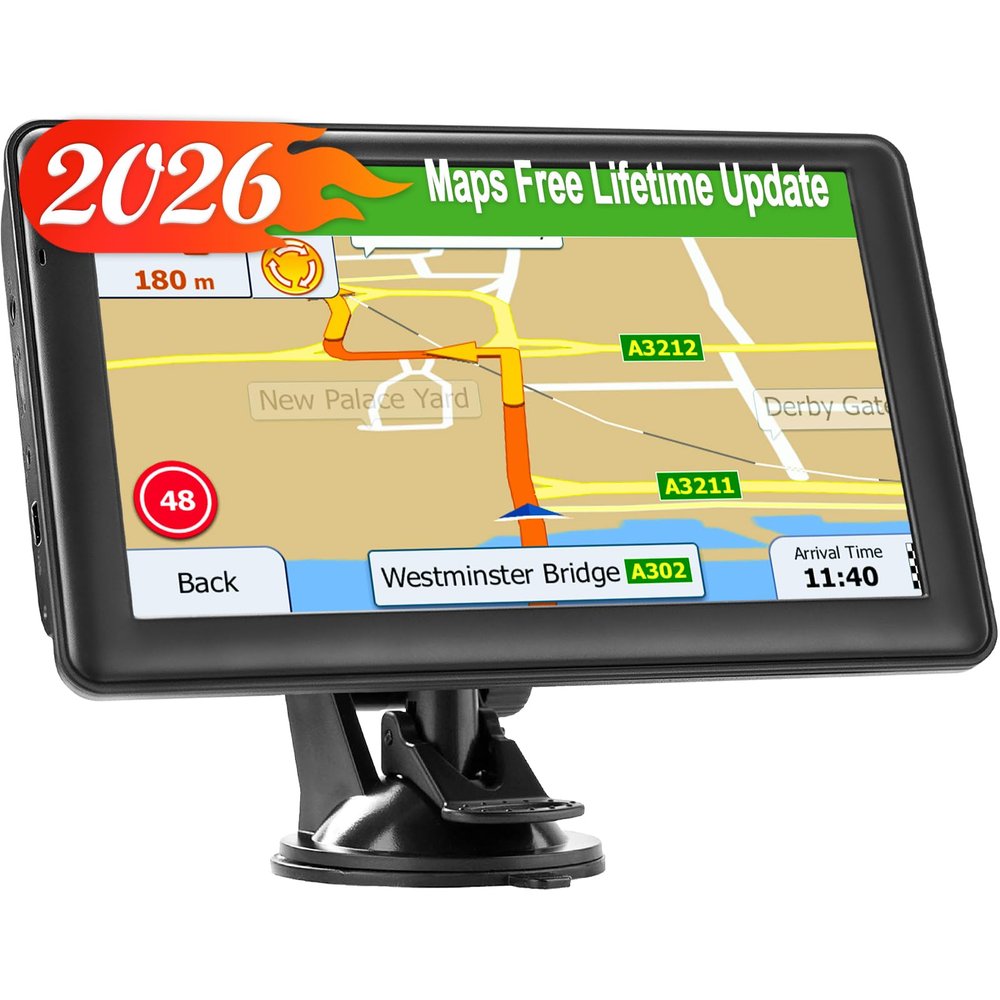LOVPOI GPS Navigator for Truck Car, 7'' GPS Commercial Drivers 2025 Trucker GPS for Semi Truck (Latest 2026 Maps Free Lifetime Updates) with GPS Navigation Systems, Voice Assist, Speed Limit Warnings