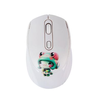 Samudgate 2.4GHz Wireless Mouse Cute Cartoon Computer Mouse DPI Adjustable Small Cordless Mouse Kids Mouse Silent Click USB Mouse for Laptop Computer Kids Gifts (White)