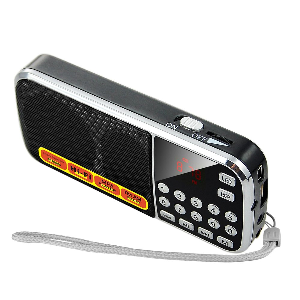 BOESPATR Small Radios Portable AM FM,Large Capacity Rechargeable Capacity Battery Powered Radio,TF Card Micro SD Card USB Slot MP3 Playback,Digital Buttons,Excellent Reception and Sound Quality