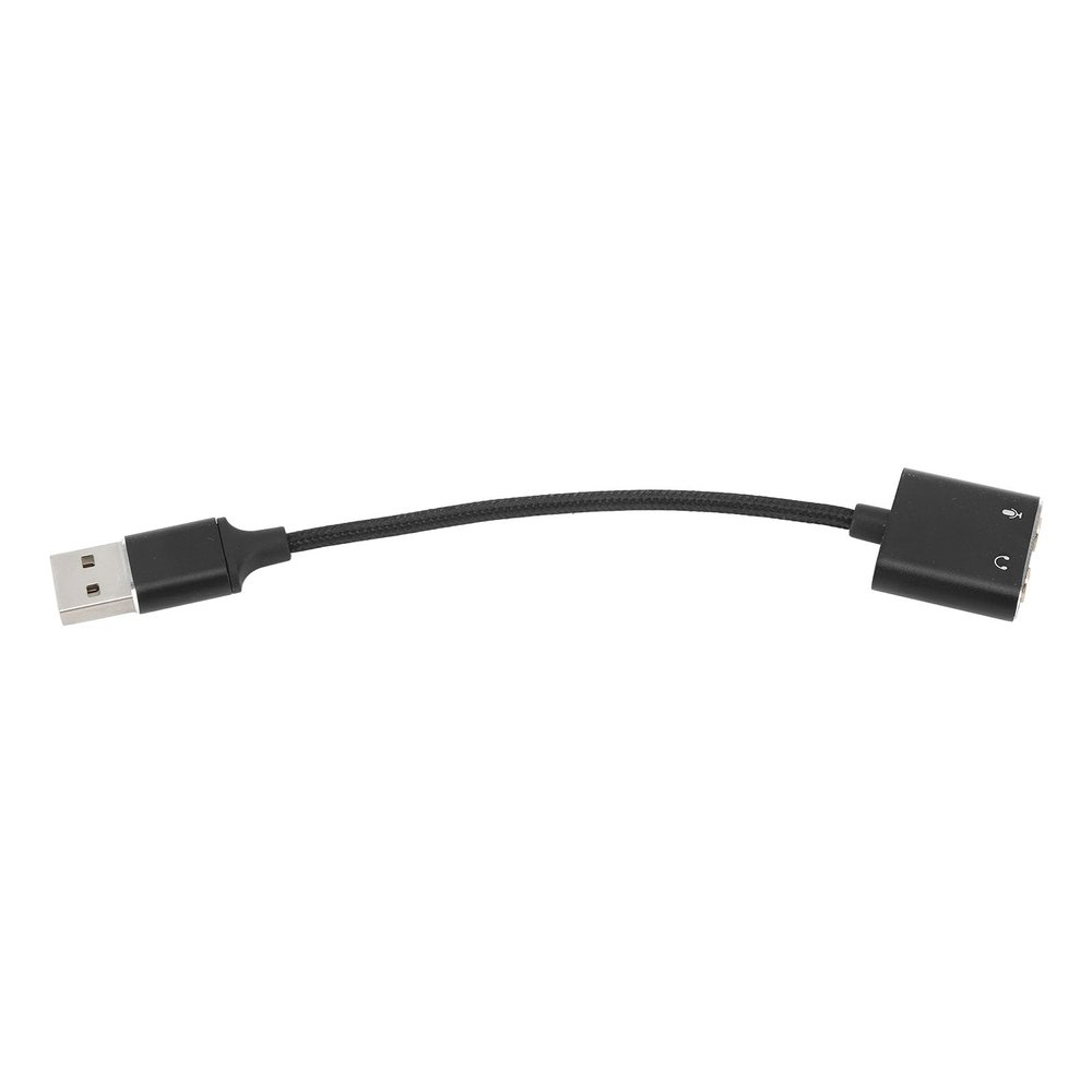 Aluminum Alloy USB Sound Adapter - Plug and Play USB to 3.5mm Jack Sound Card for Desktop Computers and Laptops, Black