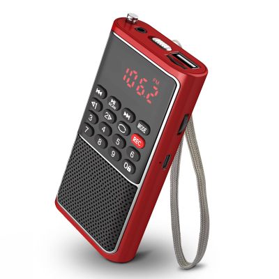 Small FM Radio Pocket Portable Radio,Rechargeable Battery Operated,USB/Micro SD Card/TF Card Slot Mp3 Player,Numeric Key, with Recorder,Excellent Reception and Sound,Suitable for Home & Outdoor Use