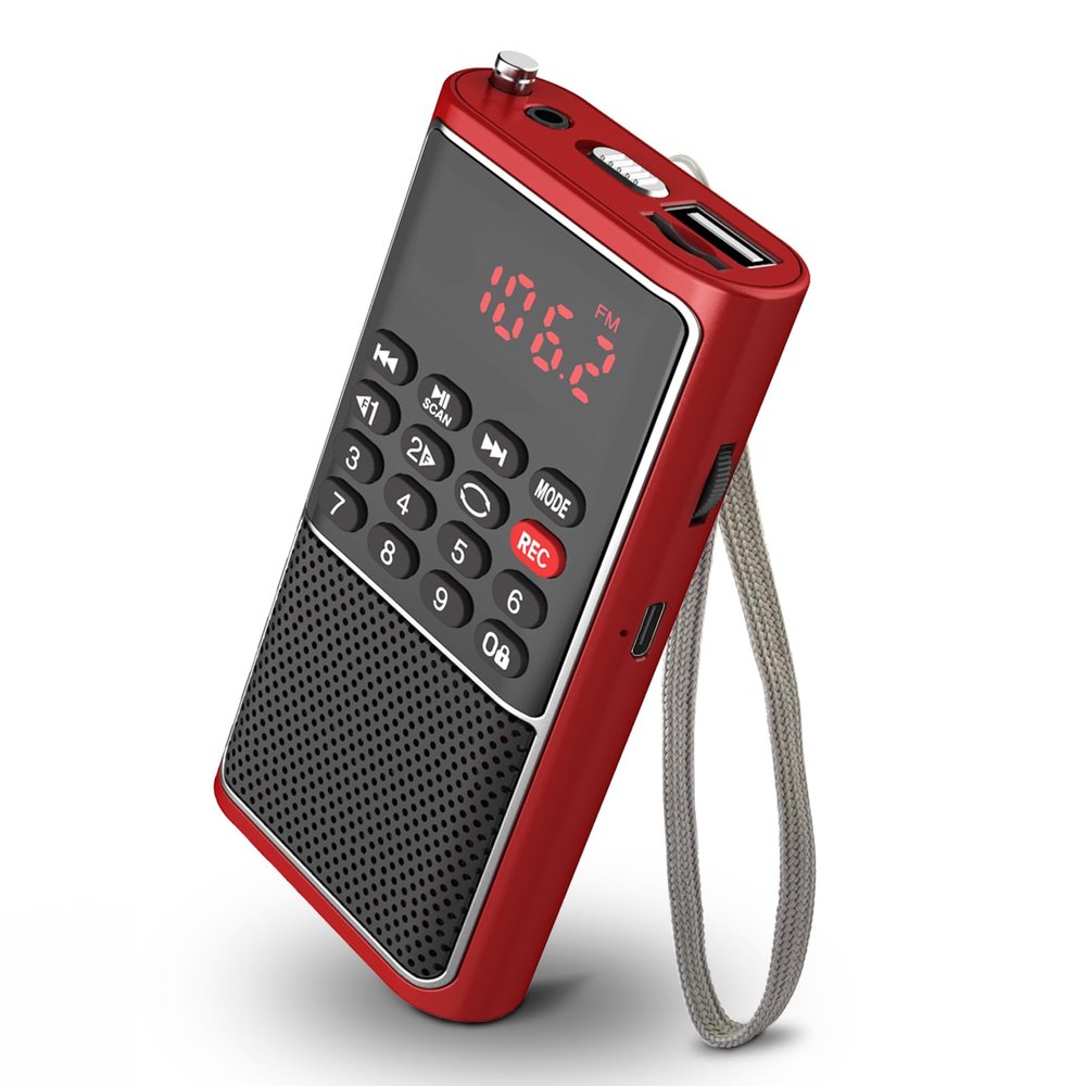 Small FM Radio Pocket Portable Radio,Rechargeable Battery Operated,USB/Micro SD Card/TF Card Slot Mp3 Player,Numeric Key, with Recorder,Excellent Reception and Sound,Suitable for Home & Outdoor Use