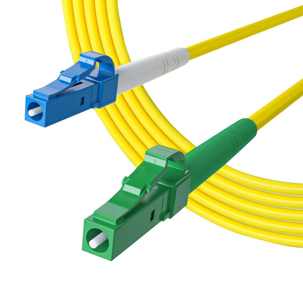 10Gtek Fiber Patch Cable - LC to LCA APC OS2 Singlemode Jumper Simplex 9/125 LSZH Fiber Optic Cord, Yellow, 20-Meter(65.6-ft)