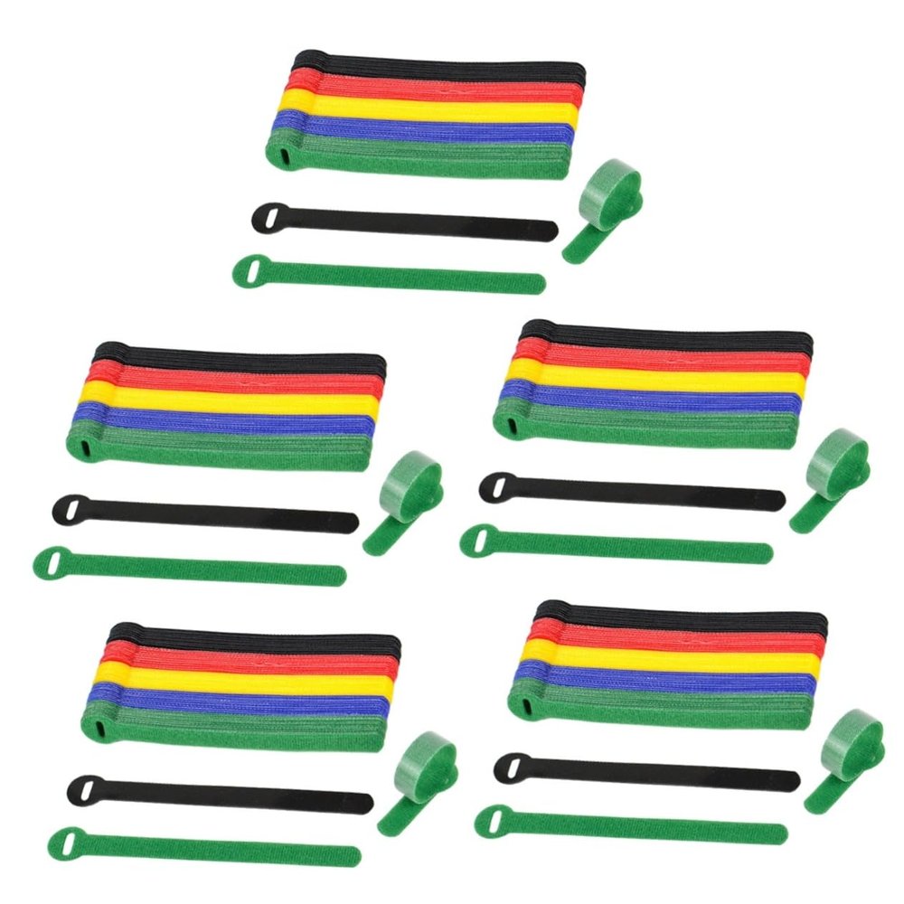 DOITOOL 5sets Ergonomic Cable Organizers Nylon Cord Straps Travel Size Easy to Use Hook and Loop Keep Your Desk Clean and Neat 50pcs*5