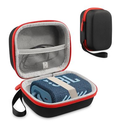 BXIZXD Hard Case for JBL GO3 / Go 3 Eco Portable Bluetooth Speaker, EVA Case for Protection and Outdoor (Black+Red)