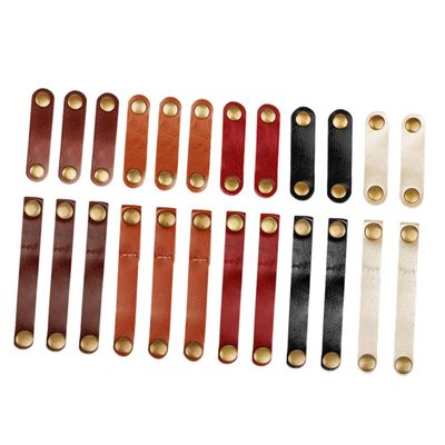 Angoily 24pcs Leather Cable Clips Durable Cord Organizers for Earphones Data Cables Lightweight Flexible Design Colors for Travel Home Office Use
