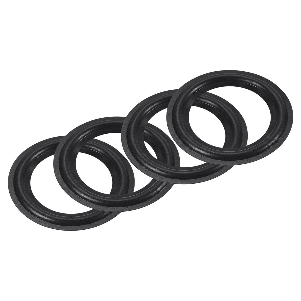 MECCANIXITY Rubber Speaker Foam Edge Surround Rings 4.5 Inch 74mm x 115mm Perforated Subwoofer Rings Replacement Parts for Speaker Repair or DIY Black 4 Pcs