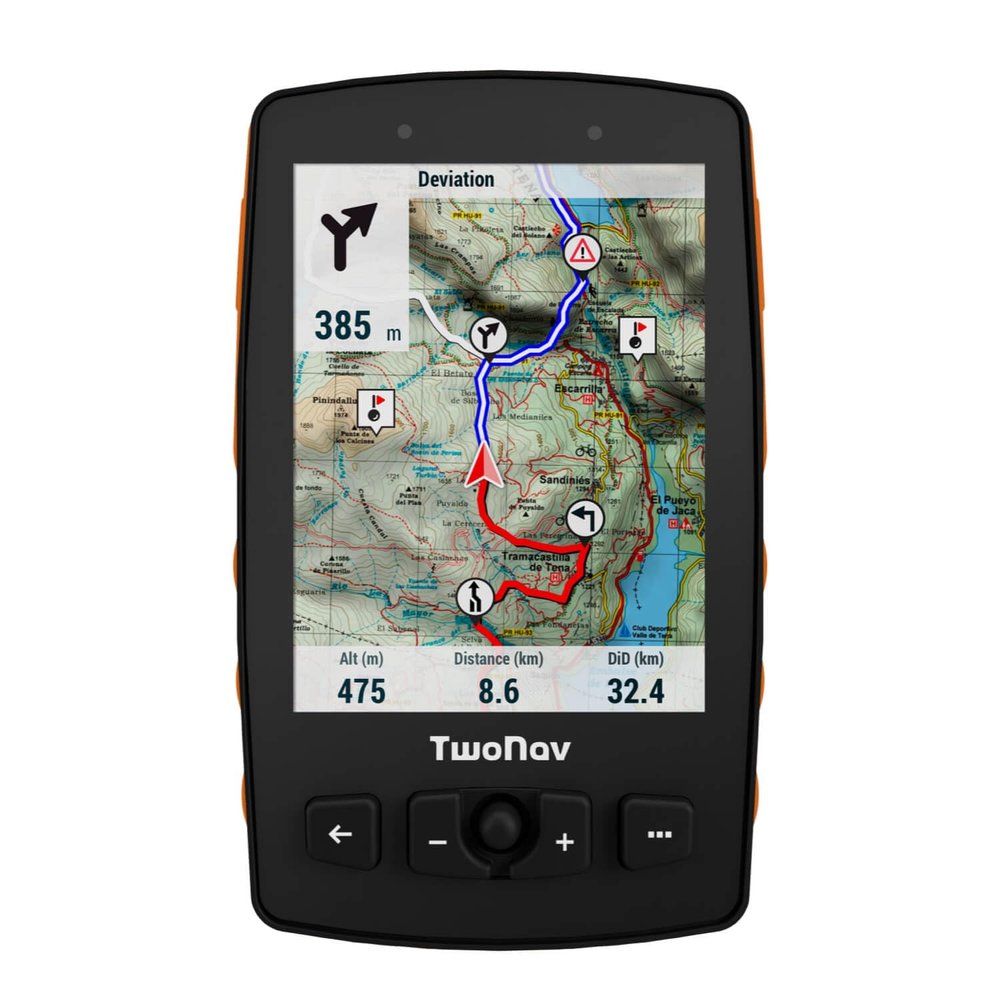 TwoNav Aventura 2 Plus (32 GB), Handheld GPS with 3.7-inch Wide Screen, Buttons and Joystick for Mountaineering, Mountaineering, Trekking or Hiking with maps Included. Colour Orange