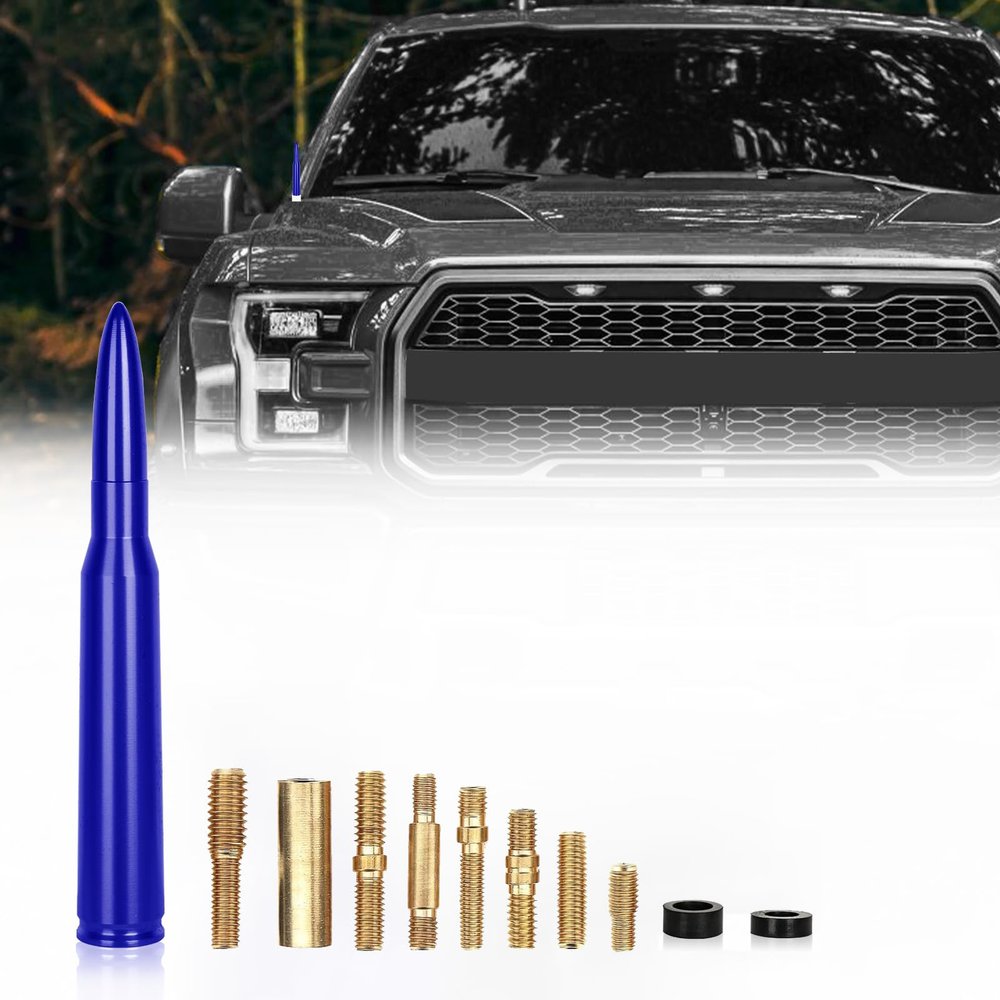 Medduw 5.5in Car Bullet Antenna - Durable Vehicle Antenna Replacement for Chevrolet, Ford F150 F250 F350 RAM 1500 2500 Raptor Truck Antenna AccessoriesFord, Jeep Wrangler & More Autos (Blue)