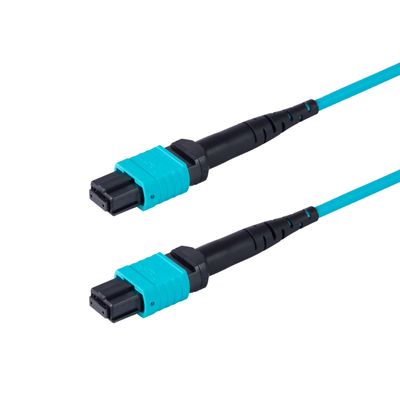 SpeedyFiberTX 1-Pack 35 Meter 12 Fiber Low Loss Non-Pinned MPO to MPO Fiber Trunk Cable, Type-B, OM3 Corning ClearCurve Fiber, Fire Retardant Plenum Cable Jacket | MTP Compatible