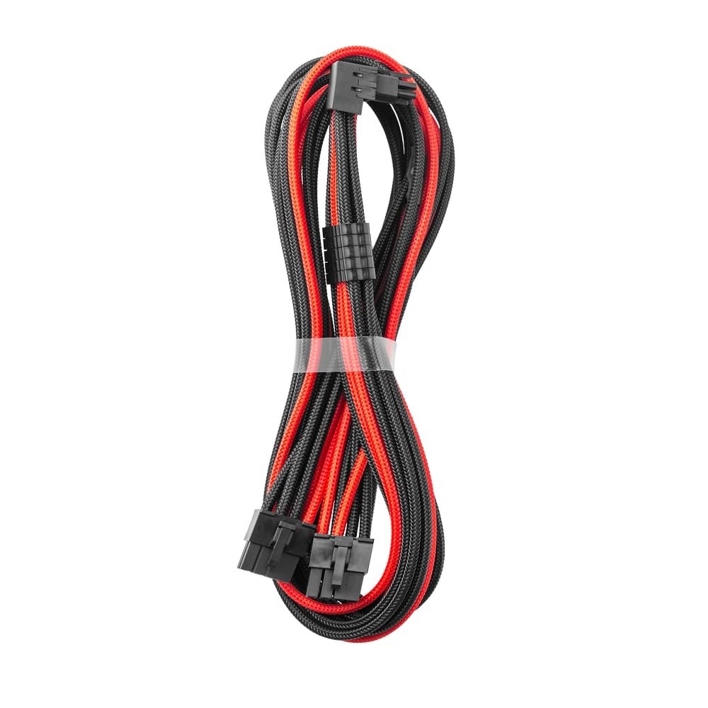 CableMod C-Series Pro ModMesh Sleeved 12VHPWR 90 StealthSense PCI-e Cable for Corsair - Variant B (Black + Red, 16-pin to Dual 8-pin, 60cm)