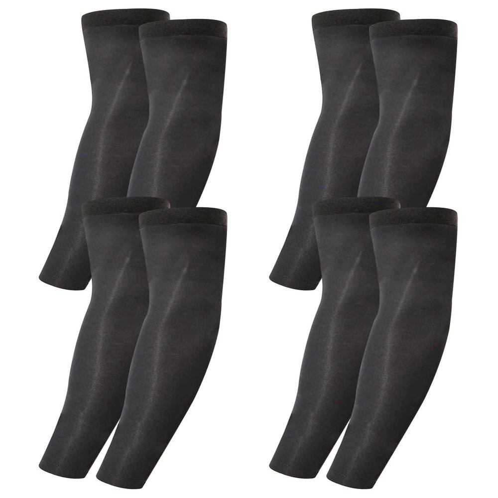 Xeoxarel 4 Pairs UV Sun Protection Arm Sleeves - Tattoo Cover Up - UPF 50 Sports Compression Cooling Sleeve for Men & Women Black