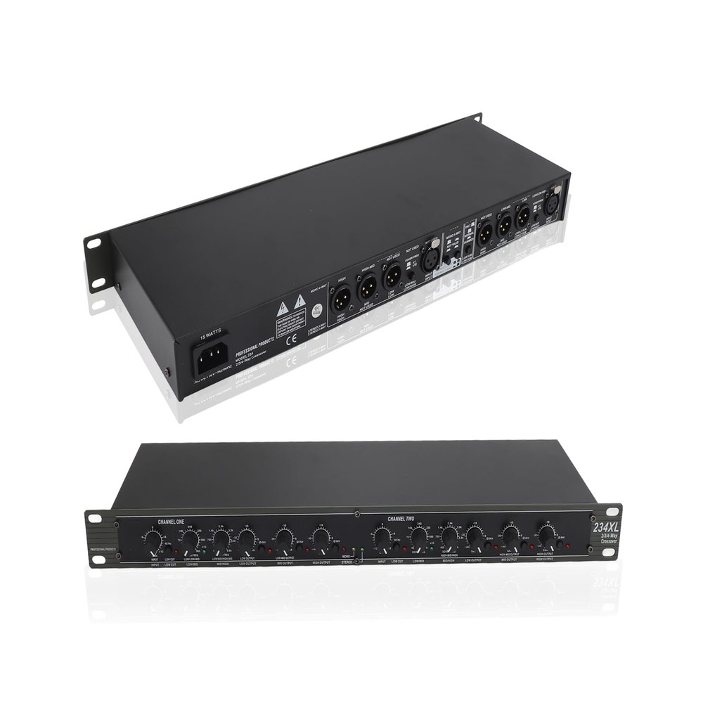 ASHATA 234XL Crossover, 110V Mono 4 Way Stereo Crossover Peripherals for Stage Performance, US Plug, ASHATAwo6e87agiv
