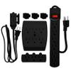 7 Piece Power Value Pack, Multi-Outlet Kit Set Includes: 6 Outlet Power Strip 16/3 | 6 Outlet Extender | 3 Outlet Extender, | 5 Ft Indoor Extension Cord, | 3 Pcs 3 to 2 Prong Adopters, | Black view 1