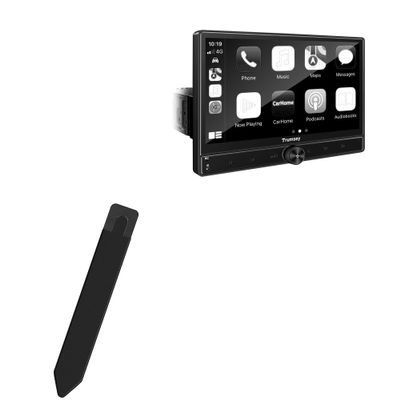 BoxWave Stylus Pouch Compatible with Westods Single Din Car Stereo (10.5 in) - Stylus PortaPouch, Pen Stylii Holder Carrier Portable Self-Adhesive - Jet Black