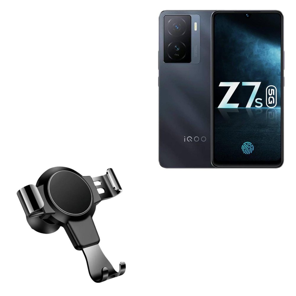 BoxWave Car Mount Compatible with iQOO Z7s - X-Switch Car Mount, Air Vent Mounted Holder Simple Minimal - Jet Black