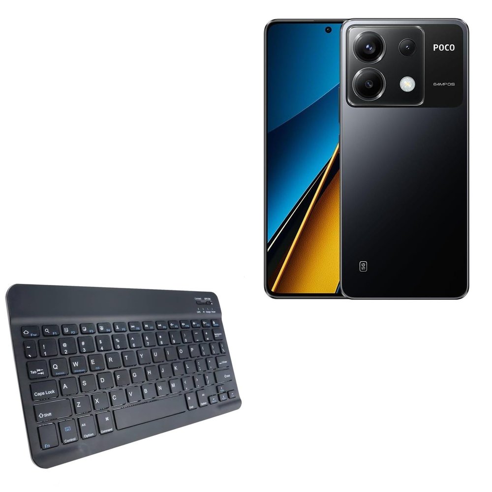BoxWave Keyboard Compatible with Xiaomi Poco X6 - SlimKeys Bluetooth Keyboard, Portable Thin with Chiclet-Style Keys - Jet Black