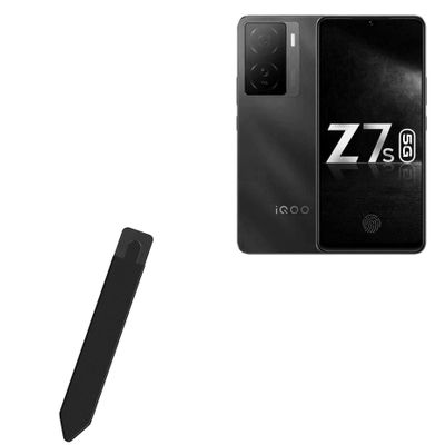 BoxWave Stylus Pouch Compatible with iQOO Z7s - Stylus PortaPouch, Pen Stylii Holder Carrier Portable Self-Adhesive - Jet Black