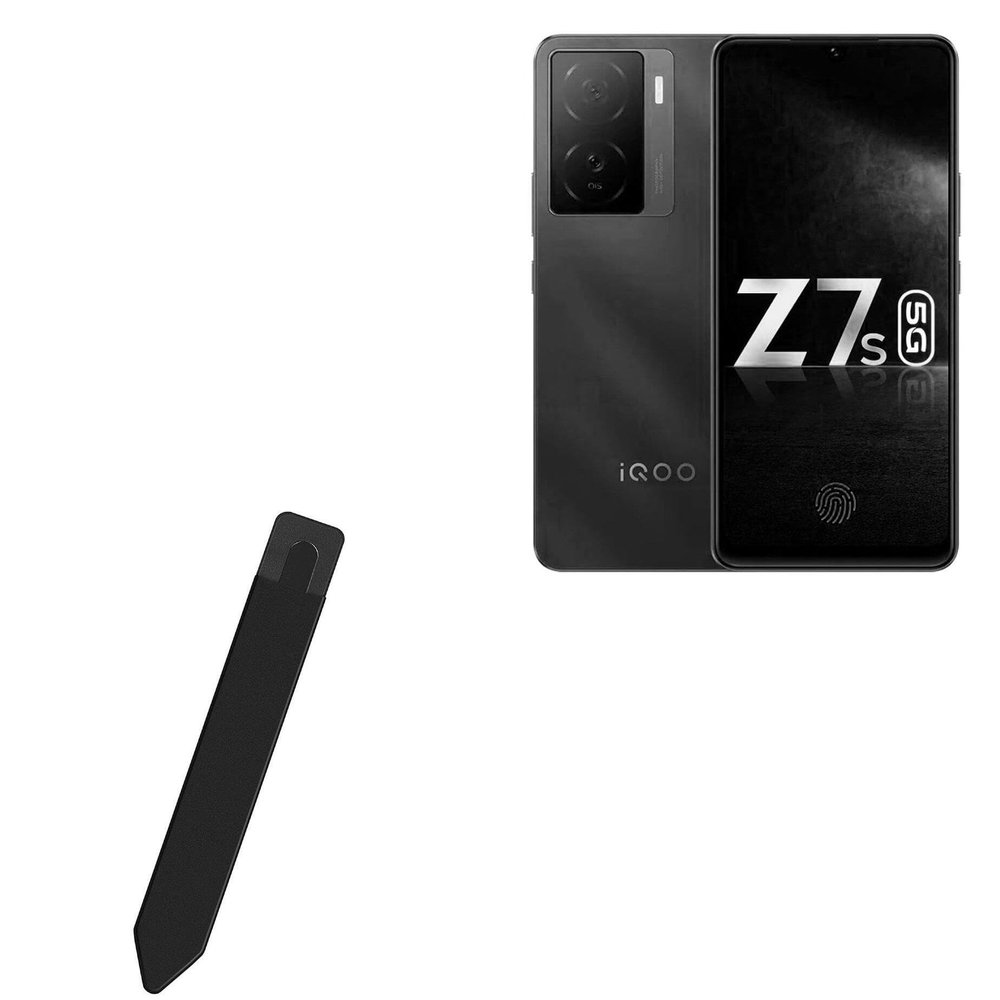 BoxWave Stylus Pouch Compatible with iQOO Z7s - Stylus PortaPouch, Pen Stylii Holder Carrier Portable Self-Adhesive - Jet Black