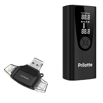 BoxWave Smart Gadget Compatible with Prilotte P005 Pro Max - AllReader SD Card Reader, microSD Card Reader SD Compact USB - Jet Black