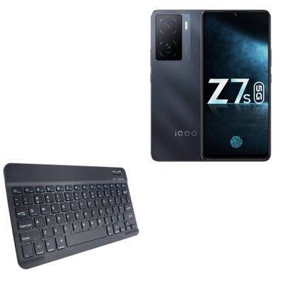 BoxWave Keyboard Compatible with iQOO Z7s - SlimKeys Bluetooth Keyboard, Portable Thin with Chiclet-Style Keys - Jet Black