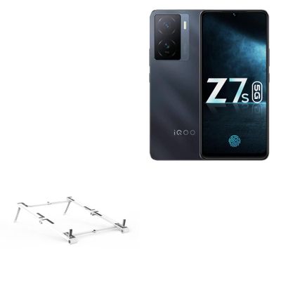 BoxWave Stand and Mount Compatible with iQOO Z7s - Pocket Aluminum Stand 3-in-1, Portable Multi Angle Viewing Riser - Metallic Silver