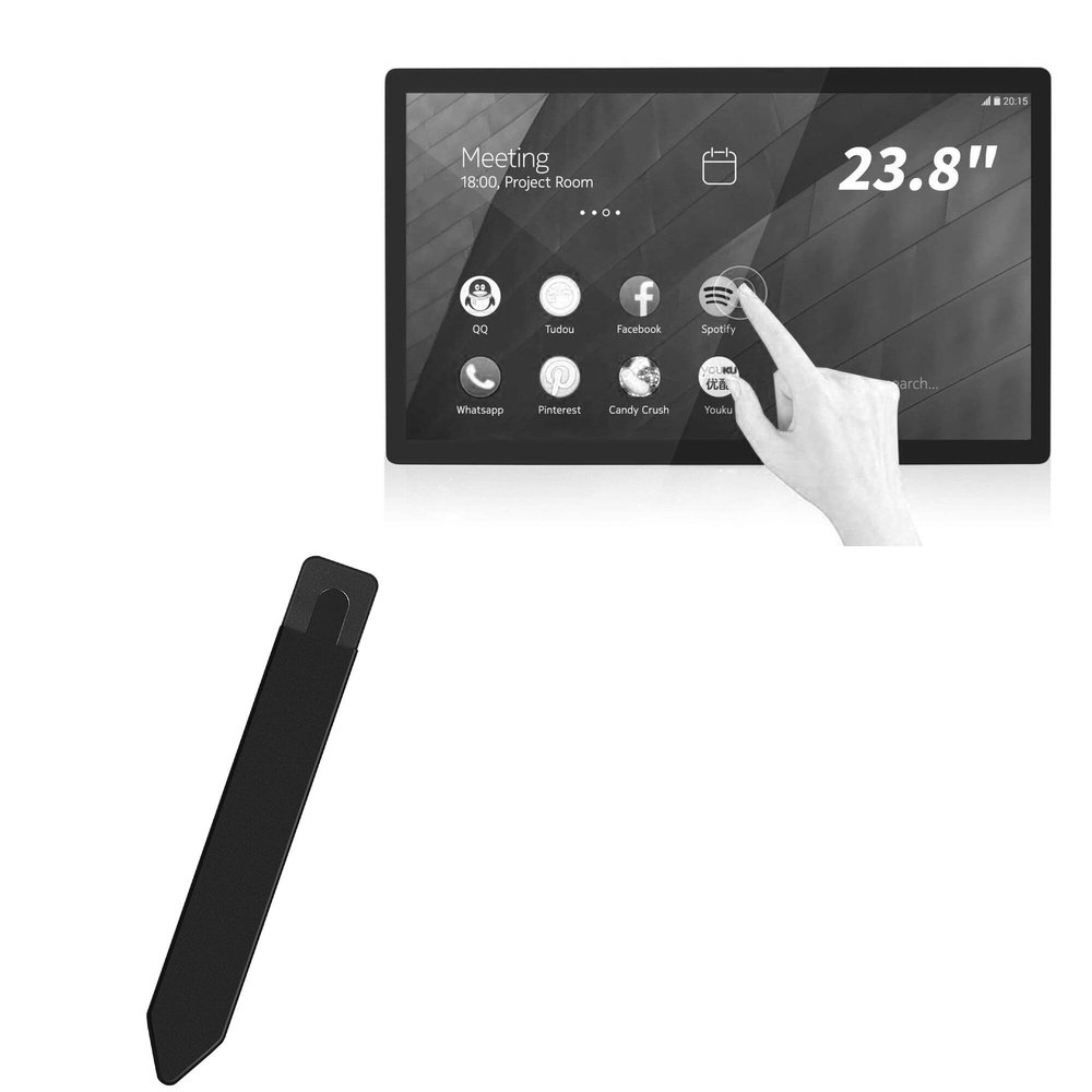 BoxWave Stylus Pouch Compatible with TouchWo TWTD238A (23.8 in) - Stylus PortaPouch, Pen Stylii Holder Carrier Portable Self-Adhesive - Jet Black