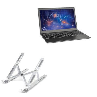 BoxWave Stand and Mount Compatible with NEXOC B1511 - Compact QuickSwitch Stand, Portable Multi Angle Viewing Foldable Riser - Metallic Silver