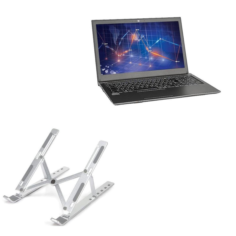 BoxWave Stand and Mount Compatible with NEXOC B1511 - Compact QuickSwitch Stand, Portable Multi Angle Viewing Foldable Riser - Metallic Silver