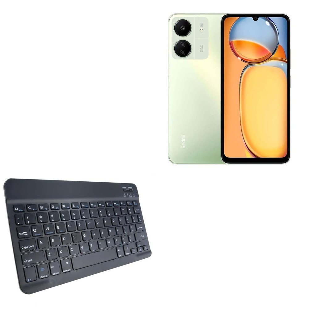 BoxWave Keyboard Compatible with Xiaomi Redmi 13C - SlimKeys Bluetooth Keyboard, Portable Thin with Chiclet-Style Keys - Jet Black