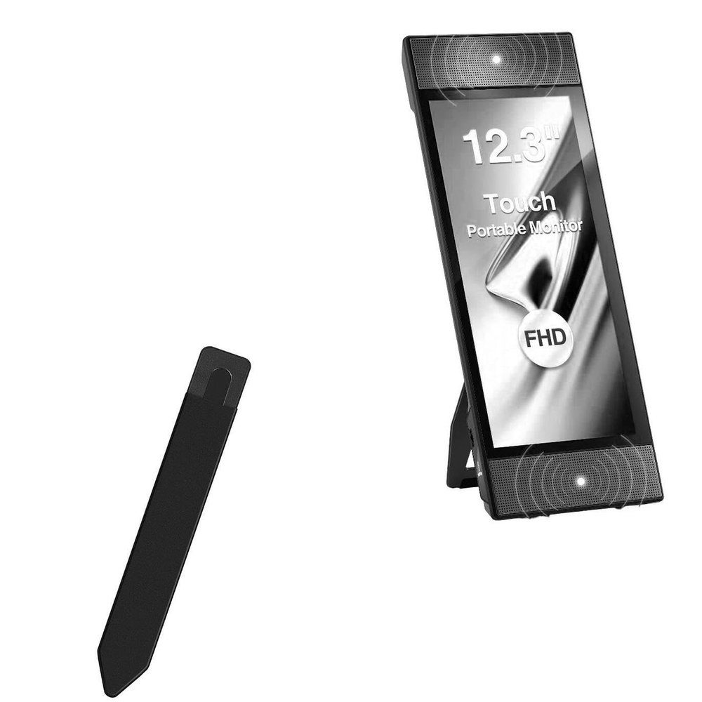 BoxWave Stylus Pouch Compatible with Domyfan L1 Portable Touchscreen Monitor - Stylus PortaPouch, Pen Stylii Holder Carrier Portable Self-Adhesive - Jet Black