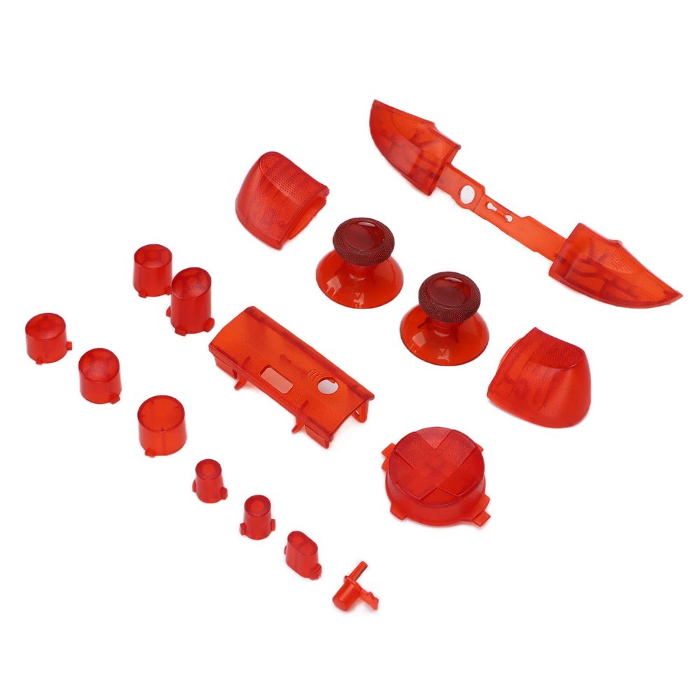 Zopsc Full Buttons Set for Series X S Grip, LB RT LT Bumpers Dpad ABXY Start Buttons Series X, for Series S Game Controller (Clear Red)