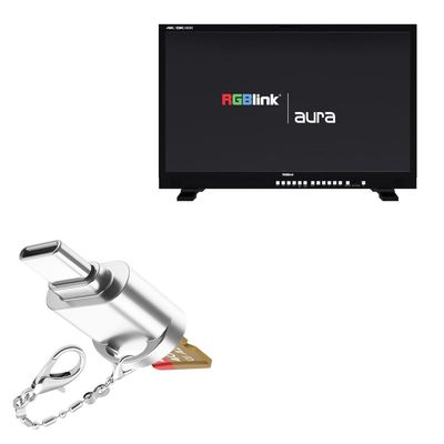 BoxWave Adapter Compatible with RGBlink Aura UHD Monitor (24 in) - Micro SD Card miniReader, USB Type-C OTG Reader USB3.0 Adapter Keychain - Metallic Silver