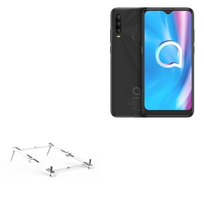 BoxWave Stand and Mount Compatible with Alcatel 1SE (2020) - Pocket Aluminum Stand 3-in-1, Portable Multi Angle Viewing Riser - Metallic Silver