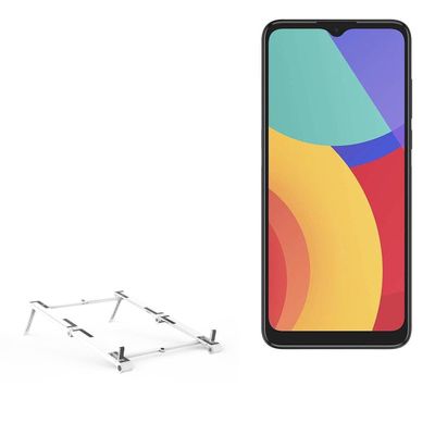 BoxWave Stand and Mount Compatible with Alcatel 1S (2021) - Pocket Aluminum Stand 3-in-1, Portable Multi Angle Viewing Riser - Metallic Silver