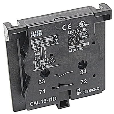 CAL16-11D, Auxiliary Contact Block, 2 Pole, instantaneous NO NC, Right Outer Side Mt, SK829002-D