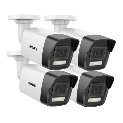 ANNKE 8MP 4K Security Camera Outdoor, 4pcs Bullet Surveillance Cameras, PoE IP Camera with Smart Dual Light, 100ft Night Vision, Human&Vehicle Detection, IP67 Waterproof, Built-in Microphone