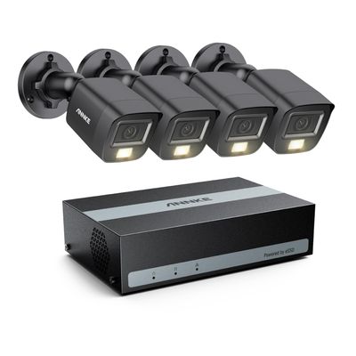 ANNKE 8 Channel Security Camera System, 3K Lite DVR Recorder with 1TB eSSD, 4X 3K IP67 Wired Black Cams with Built-in Mic, Smart Dual Light, AI Motion Detection, Easy Remote Access, Smart Playback