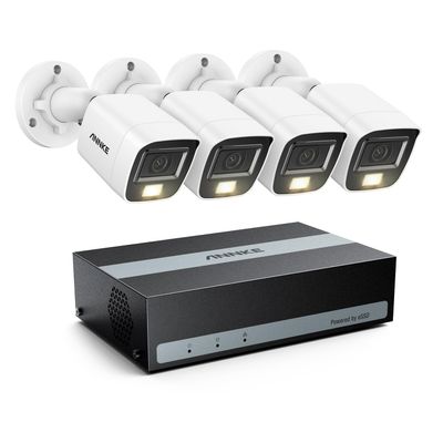 ANNKE 8 Channel Security Camera System, 3K Lite DVR Recorder with 1TB eSSD, 4X 3K IP67 Wired White Cams with Built-in Mic, Smart Dual Light, AI Motion Detection, Easy Remote Access, Smart Playback