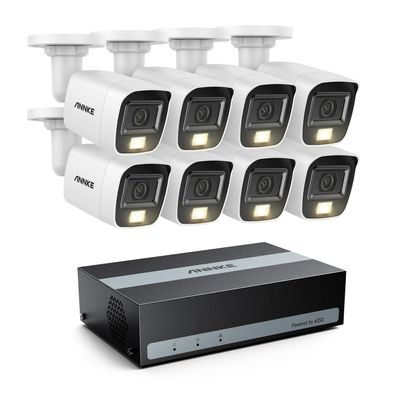 ANNKE 8 Channel Security Camera System, 3K Lite DVR Recorder with 1TB eSSD, 8X 3K IP67 Wired White Cams with Built-in Mic, Smart Dual Light, AI Motion Detection, Easy Remote Access, Smart Playback