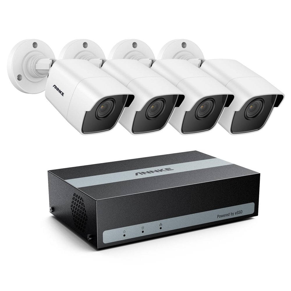 ANNKE 8 Channel Security Camera System, 3K Lite DVR Recorder with 1TB eSSD, 4X 5MP IP67 Wired Cams, 2.8mm Lens, 100ft Night Vision, AI Motion Detection, Easy Remote Access, Smart Playback