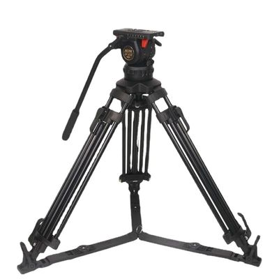 JoyFoto JP-V12T Pro Professional Geared Head Video Camera Tripod Carbon Fiber Tripod with Fluid Geared Head 100mm Bowl Load 12KG JIEPAI V12T Heavy Duty Tripod for ENG & Film Camera, black