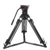 JoyFoto JP-V12T Pro Professional Geared Head Video Camera Tripod Carbon Fiber Tripod with Fluid Geared Head 100mm Bowl Load 12KG JIEPAI V12T Heavy Duty Tripod for ENG & Film Camera, black view 1