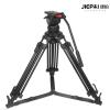 JoyFoto JP-V12T Pro Professional Geared Head Video Camera Tripod Carbon Fiber Tripod with Fluid Geared Head 100mm Bowl Load 12KG JIEPAI V12T Heavy Duty Tripod for ENG & Film Camera, black view 4