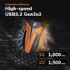 DATO External SSD 2TB, External Solid State Drive Portable SSD External USB 3.2 Gen 2x2 Type-C OTG Supported Compatible with PS5 and Xbox, up to 1600/1500 MB/s IP67 Waterproof - ARES Amber Shield view 2