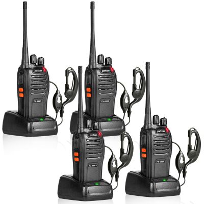 pxton 666S walkie talkies Long Range Rechargeable for Adults with Headphones and Li-ion Battery,2 Way radios has VOX/Noise Reduction/TOT/Flashlight/Monitoring/Scan Function4 Pack