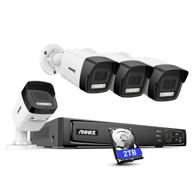 ANNKE 8MP Surveillance& Security Camera System, 8CH NVR with 2TB HDD for 24/7 Recording, 4pcs 8MP Outdoor Indoor PoE IP Cameras, Person&Vehicle Detection, Smart Dual Light, 4mm Lens, Remote Control