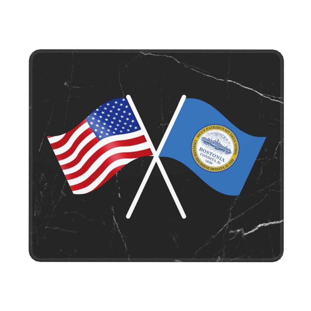 American and Boston Flag Mouse Pad Advanced Textured Mouse Pad Suitable for Laptops Computers and PCs Gaming and Work 10x12in