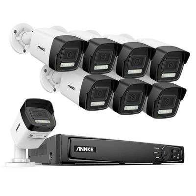 ANNKE 4K Surveillance Camera System, 8pcs 8MP PoE IP Camera with Mic, 8CH H.265+ NVR for 24/7 Recording, Human&Vehicle Detection, Smart Dual Light, 100ft Night Vision, IP67 Waterproof (No HDD)